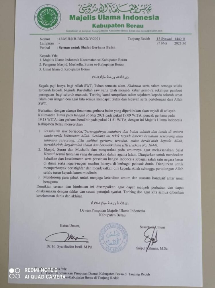 Super Blood Moon, MUI Berau Serukan Salat Gerhana Bulan