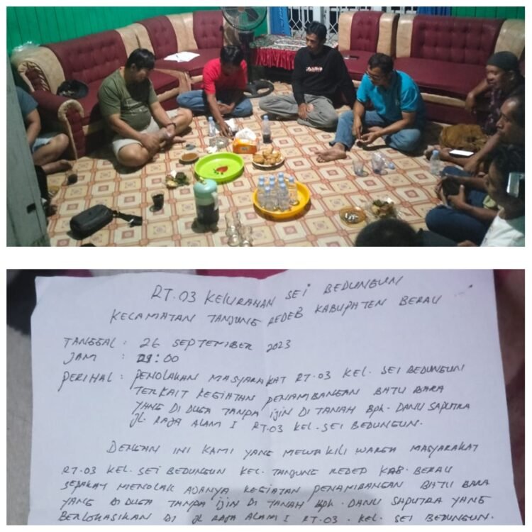 Warga RT 03 Kelurahan Sei Bendungun Menolak Adanya Penambangan Batubara Di Wilayahnya