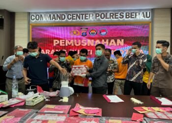 Polres Berau Musnahkan BB Narkotika dari 25 Tersangka